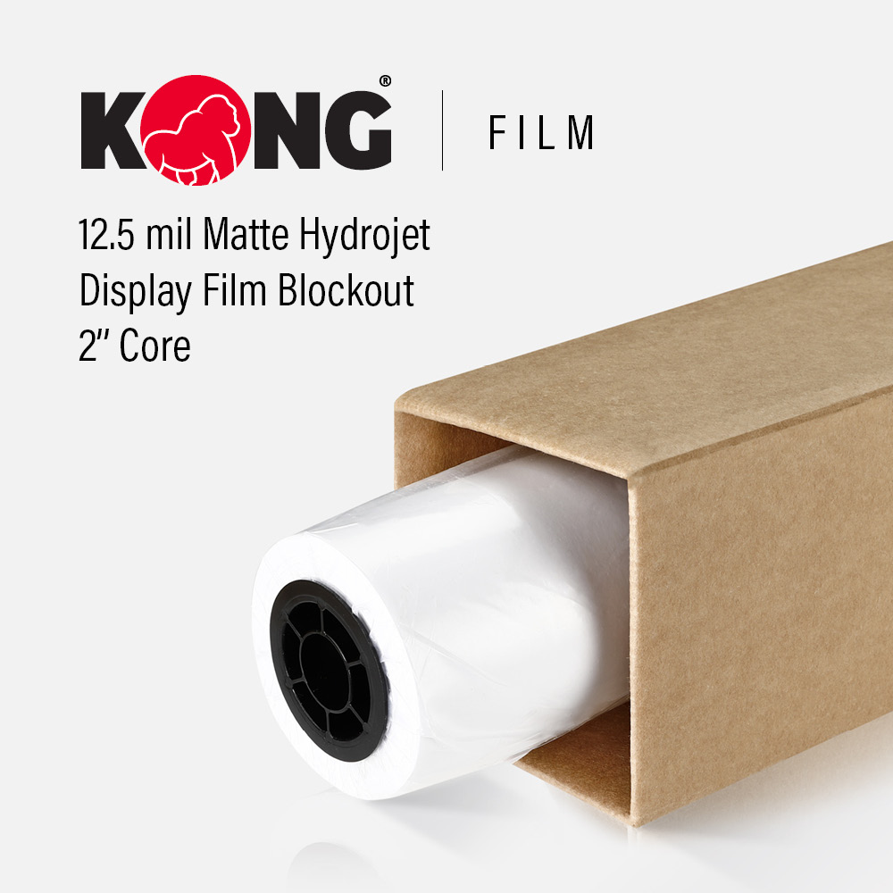 50'' x 100' Roll - 12.5 MIL Matte Hydrojet Display Film Blockout - 2'' Core